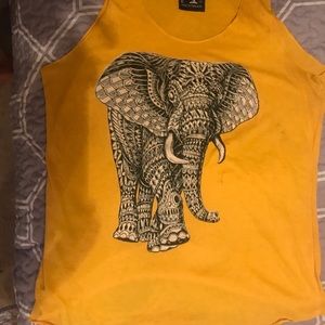 Yellow tank top with elephant  graphic